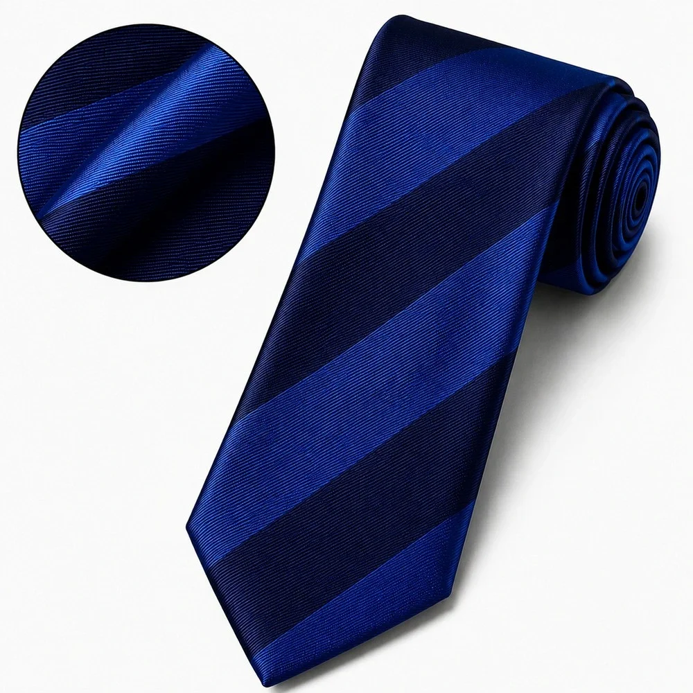 J.Crew Vintage Men's Necktie Blue Repp Stripe 100% Silk W3.5